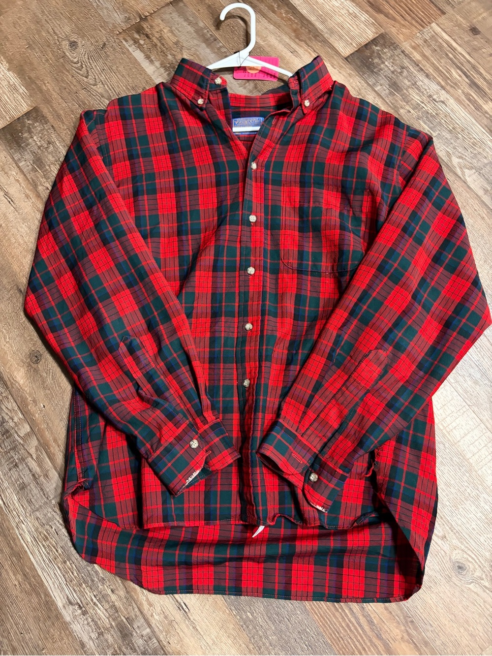 Pendleton Men’s Red and Green Plaid Button-Down Shirt